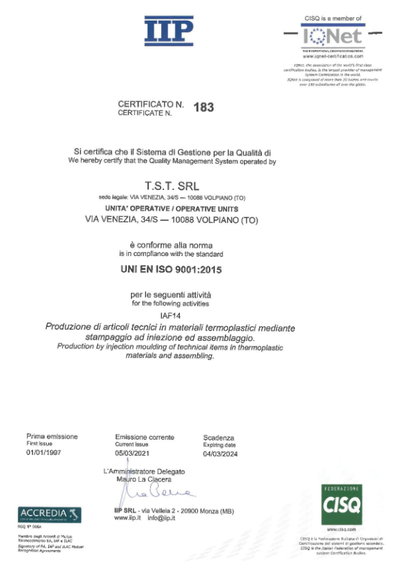 Certificato 9001-2015 IIP